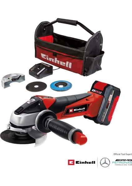 Einhell TE-AG 18/115'li Kit (1x4,0 Ah), Akülü Avuç Taşlama 115 mm Güçlü Performans ve Dayanıklı Gövde ile