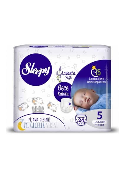 Sleepy Gece Külotu Lavanta Yağlı Junior 5 Beden 24 Adet