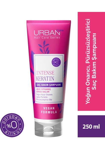 Urban Care Intense Keratin Besleyici Aşırı Yıpranmış Saçlara Saç Bakım Şampuanı 250 ml Vegan