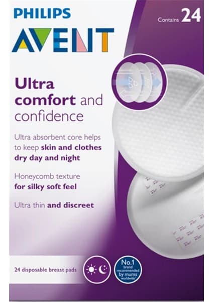 Philips Avent Tek Kullanımlık Göğüs Pedleri 24’lü Ultra İnce ve Nefes Alabilir Yapı SCF254/24