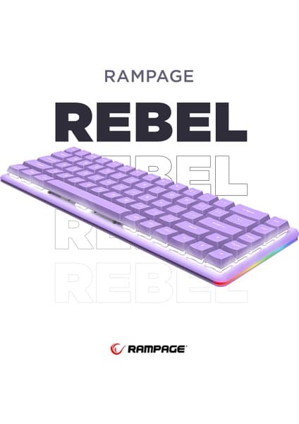Rampage REBEL Mor Low Profile RED SWITCH US Layout Beyaz Işıklı Mekanik Gaming Oyuncu Klavye