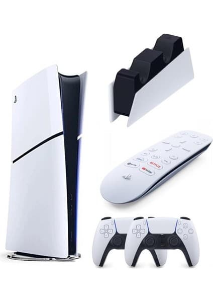 Sony Playstation 5 Slim Digital Edition İthalatçı Garantili + 2.Dualsense + Şarj İstasyonu + Medya Kumandası