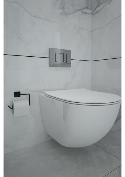 Alper Banyo Jasmin Kare Yapışkanlı Siyah Açık Tuvalet Kağıtlığı Wc Kağıtlık Tuvalet Kağıdı Askısı
