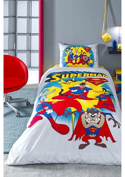 Özdilek Superman Looney Tunes Tek Kişilik Lisanslı Çocuk Nevresim Takımı