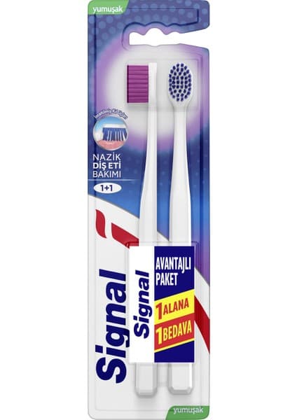 Signal Yumuşak Kıllı Manuel Diş Fırçası 2'li Paket Nazik Diş Eti Bakımı Avantajlı Set