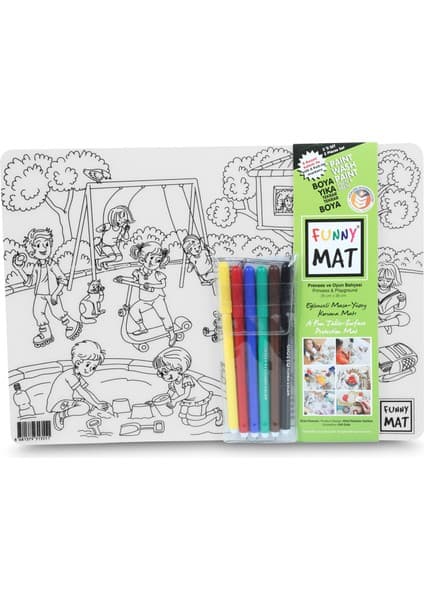 Akademi Çocuk Funny Mat - Prenses ve Oyun Bahçesi (25x35 cm + 6'lı Boya Kalemi)