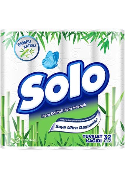 Solo Ultra Yumuşak Bambu Katkılı Tuvalet Kağıdı 32 Rulo Ekstra Dayanıklı