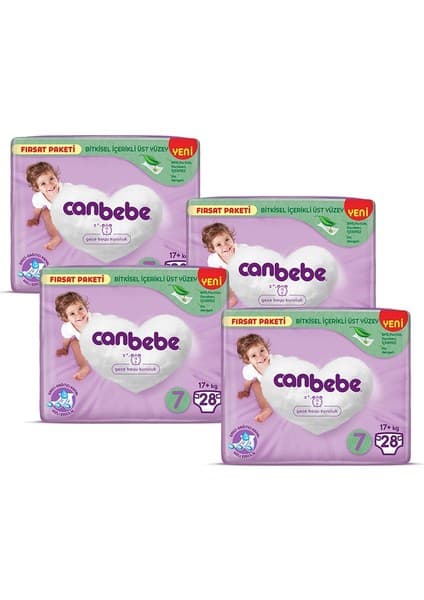 Canbebe Bebek Bezi Fırsat Paketi 7 Beden Xxl (17+ Kg) 28 Li x 4 Adet
