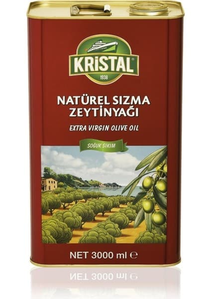 Kristal Natürel Sızma Zeytinyağı Dolgun Güçlü Lezzet 3 L teneke