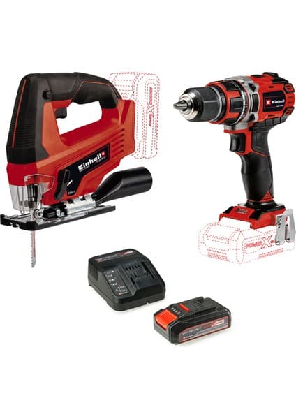 Einhell TP-CD 18/50 Li BL + TC-JS 18 Li (1x2,5 Ah), Akülü Dekupaj Testere ( Vidalama ve Dekupaj seti)