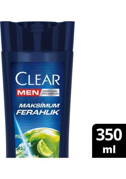 Clear Men Maksimum Ferahlık Kepeğe Karşı Etkili Şampuan 350 ml Kepekli Saçlar İçin Derinlemesine Temizlik
