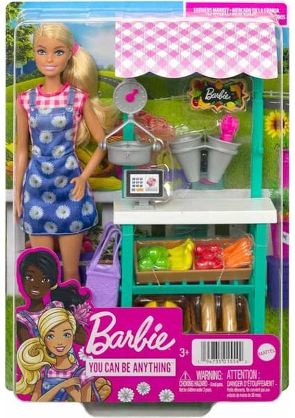 Barbie Çiftçi Pazarı Oyun Seti Pötikareli Elbise ile Kız Çocuklar İçin Eğlenceli 3+ Yaş