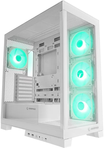 Rampage Hydra V2 Whıte Type-C+Usb3.0 Temperli 4*argb Infinity Fan+Hub E-Atx Exclusive Gaming Kasa