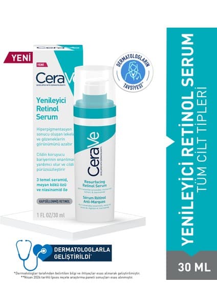 CeraVe Yenileyici Retinol Serum 30 ml K7100 Karma Ciltler İçin Etkili Yenileyici İçerik
