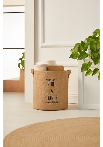 Ocean Home Textile Jüt Dolap İçi Çamaşır Çocuk Odası Oyuncak Düzenleyici Katlanır Saklama Sepeti Organizer 30x31 cm