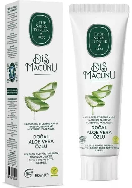 Eyüp Sabri Tuncer Doğal Aloe Vera Özlü Diş Macunu Hassas Dişler İçin 90 ml Aloe Vera Aromalı