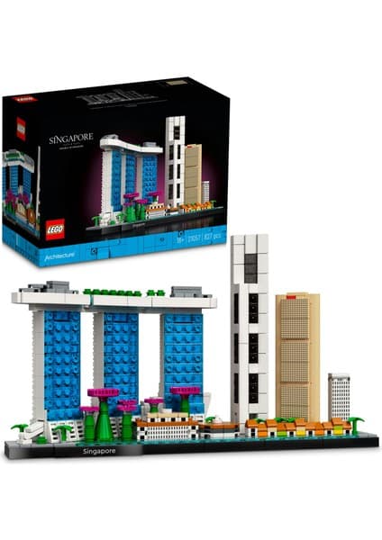 LEGO ® Architecture Şehir Yapıları Koleksiyonu: Singapur 21057 - Yetişkinler İçin Koleksiyonluk Sergilenebilir Model Yapım Seti (827 Parça)