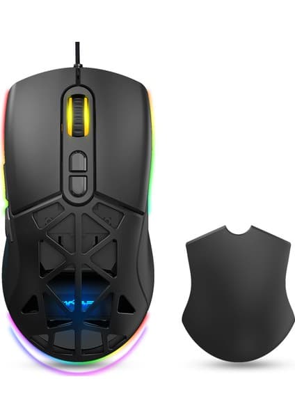 Warp WRP-O12800-B 12800 Dpi Wide Rgb Özel Abs Doku Reflex Örgü Kablolu Siyah Gaming Mouse