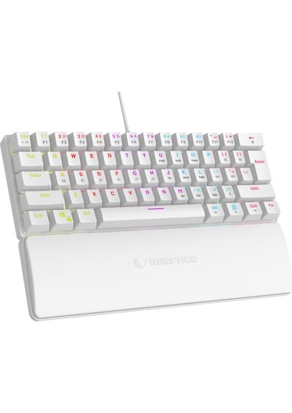 Rampage PLOWER K60 Beyaz Ingilizce Q Klavye English Gaming Oyuncu Klavye Bilek Destekli Blue Switch
