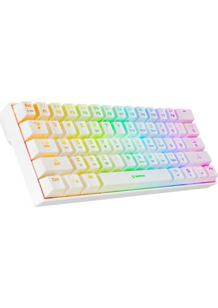 Rampage KB-RX63 B-Atom Beyaz Bluetooth Rgb Backlight Brown Switch Mekanik Q 63 Tuşlu Mini Gaming Oyuncu Klavyesi