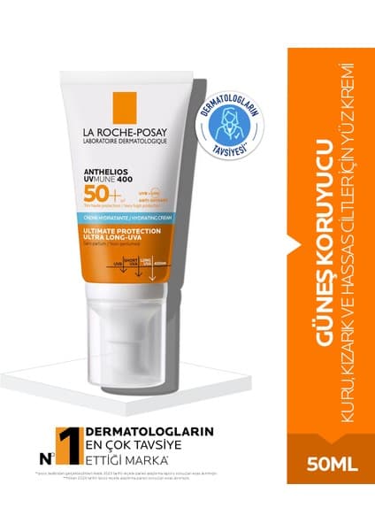 La Roche-Posay Anthelios Uvmune 400 Spf 50+ Güneş Koruyucu- Kuru, Kızarık ve Hassas Ciltler İçin Yüz Kremi 50 ML