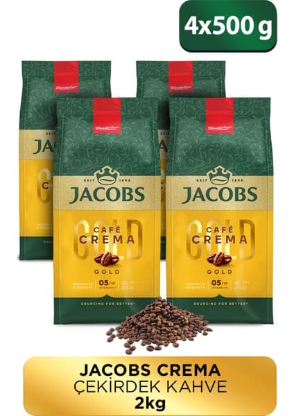 Jacobs Cafe Crema Yumuşak Lezzetli Çekirdek Kahve 500 Gr x4 Türkiye Menşeli