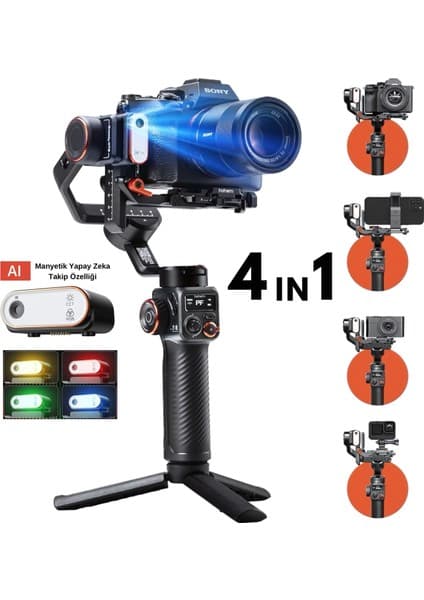 Hohem iSteady MT2 Kit Yapay Zeka Takip Sensörlü 4in1 Kamera sabitleyici Gimbal