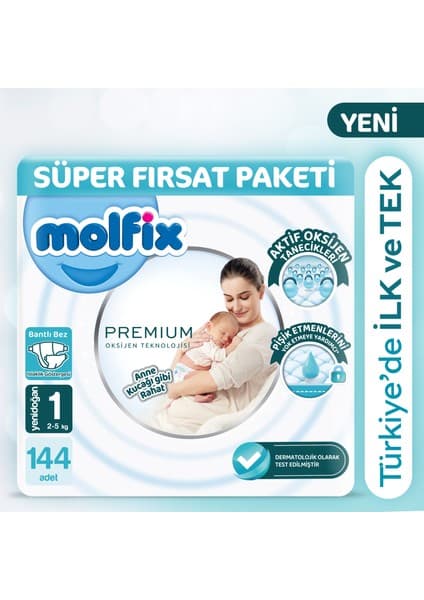 Molfix Premium Süper Fırsat Paketi 1 Beden 144 Adet