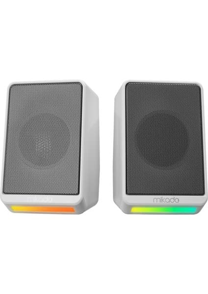 Mikado MD-178 2.0 3W*2 Beyaz Rgb Aydınlatmalı USB + 3.5mm USB 5V Speaker Hoparlör