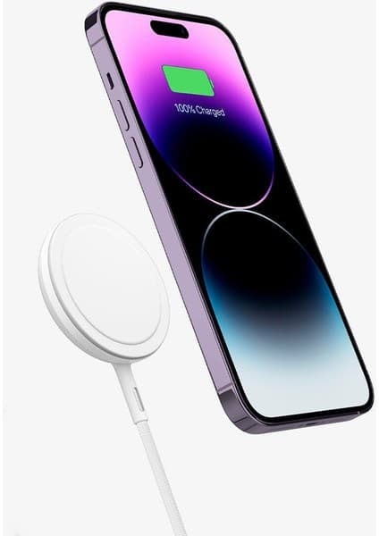 Spigen Mag Fit (15W) Manyetik Kablosuz Şarj Cihazı iPhone için MagSafe özellikli Kickstand White - ACH05430