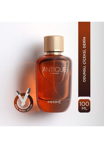 Imprime Antique EDP Erkek Parfüm 100ml | Odunsu ve Çiçeksi | Iris, Vetiver, Vanilya, Sedir Ağacı