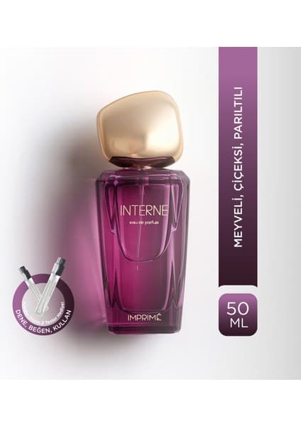 Imprime Interne EDP Kadın Parfüm 50ml | Meyveli ve Çiçeksi | Bergamot, Şeftali, Yasemin, Zambak, Misk, Amber