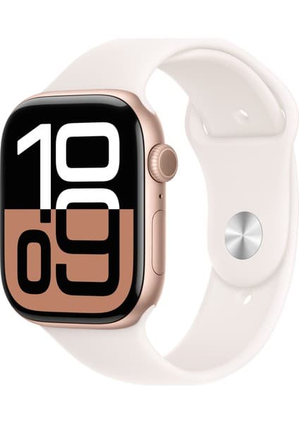 Apple Watch Series 10 GPS + Cellular, 46 mm Roze Altın Rengi Alüminyum Kasa ve Bulut Pembesi Spor Kordon - S/M