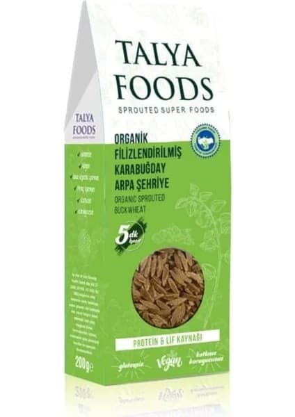 Talya Foods Organik Filizlendirilmiş Karabuğday Arpa Şehriye 200g Glutensiz Vegan Lezzet