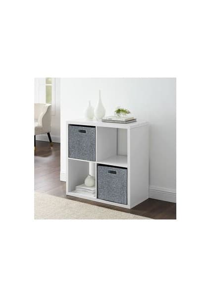 Homing Gri Çok Amaçlı Keçe Organizer Dolap Içi Düzenleyici 2'li Sepet Seti 24 x 24 cm