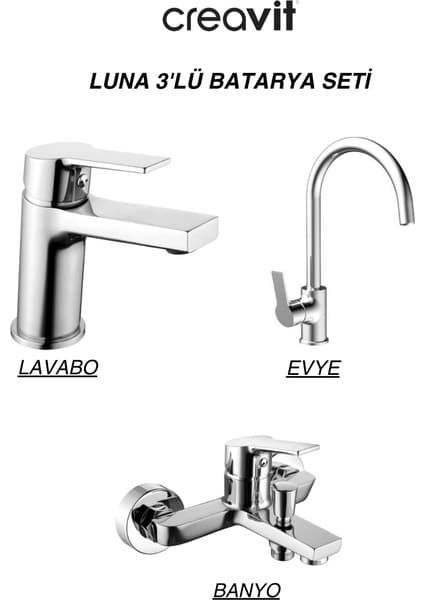 Creavit Luna Batarya Seti 3'lü Banyo - Lavabo - Evye