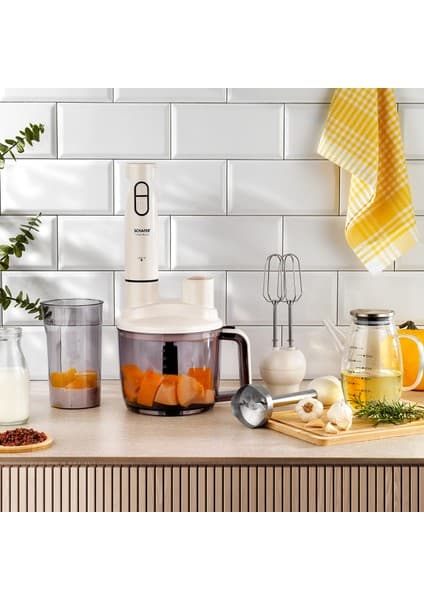 Schafer Chef Blend Mega Blender Set 1500 W Krem Renkli Çoklu Set 800 ml Ölçü Kabı ve 1,5 lt Doğrayıcı
