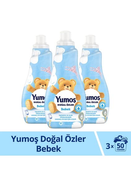 Yumoş Doğal Özler Konsantre Çamaşır Yumuşatıcısı Bebek 1200 ml x3