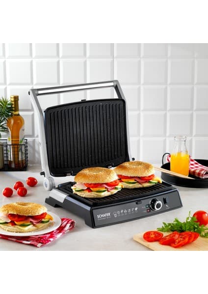 Schafer Concept Grıll 2000 W Güçlü Siyah Tost Makinesi Döküm Plaka Özelliği İle 1 Parça
