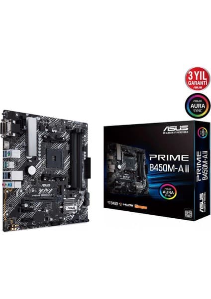 Asus Prıme B450M-A Iı Amd B450 Am4 DDR4 4400 Hdmı Dvı Vga M2 Usb3.2 Aura Rgb Matx (Prıme B450M-A Iı) Anakart