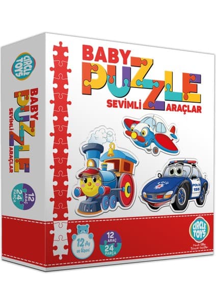 Circle Toys Baby Puzzle Sevimli Araçlar 24 Parça Eğlenceli Tasarım 2 - 4 Yaş İçin