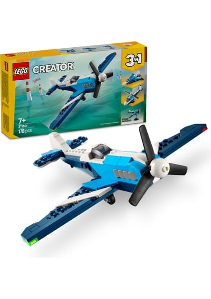 LEGO ® Creator 3’ü 1 Arada Uçak: Yarış Uçağı 31160 - 7 Yaş & Üzeri Çocuklar için Yaratıcı Oyuncak Yapım Seti (178 Parça)