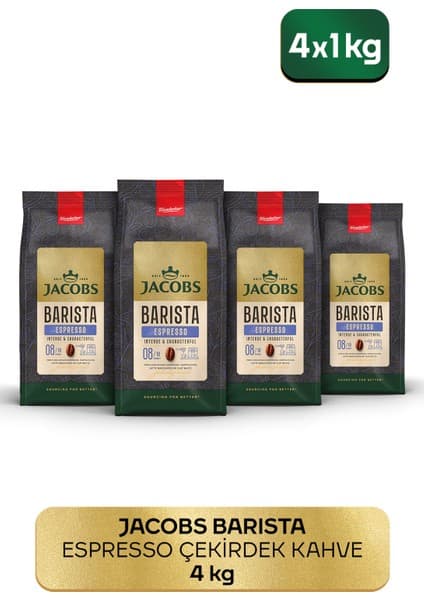 Jacobs Barista Editions Espresso Çekirdek Kahve 1 Kg X 4 Paket Dengeli Lezzet ve Baharatlı Aroma