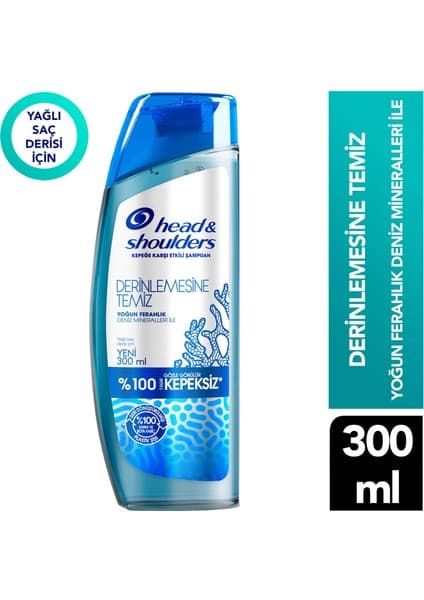 Head&Shoulders H&S Kepekli Saçlar İçin Derinlemesine Temiz Şampuan 300 ml Yoğun Ferahlık Deniz Mineralleri
