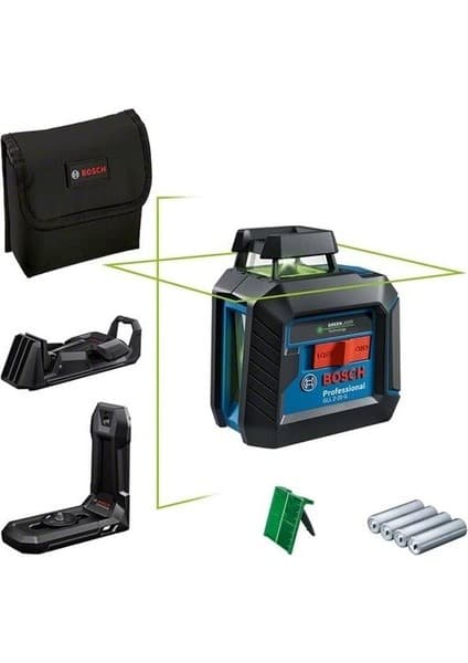 Bosch GLL 2-20 G Çizgi Lazeri 0601065000 Yüksek Görünürlükte 360° Yeşil Lazer Çizgisi
