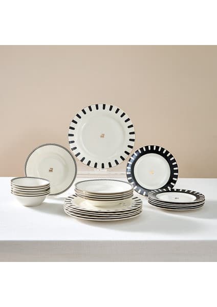 Karaca Elegance Bone 50.Yıl İmza Koleksiyonu Kore 24 Parça 6 Kişilik Beyaz Porselen Yemek Takımı