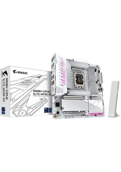 Gigabyte B860M AORUS ELITE WIFI6E ICE DDR5 9200Mhz (OC) M.2 1851p mATX Anakart