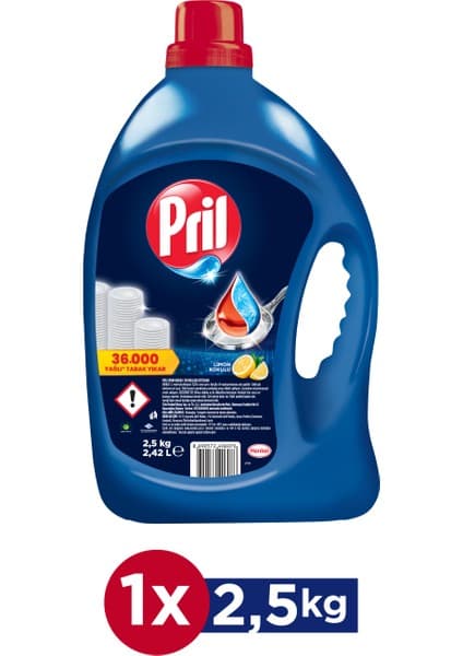 Pril Limon Kokulu 2.5 kg (2418 ml) Soğuk Suda & Kurumuş Kirlerde Etkili Elde Yıkama Sıvı Bulaşık Deterjanı