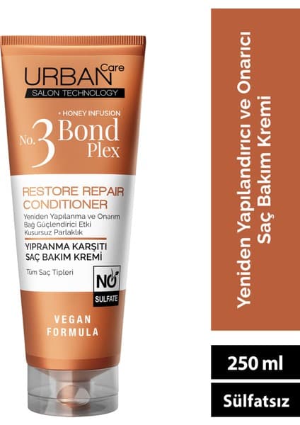 Urban Care No.3 Bond Plex Restore Repair Yıpranma Karşıtı Saç Bakım Kremi 250 ml - Vegan