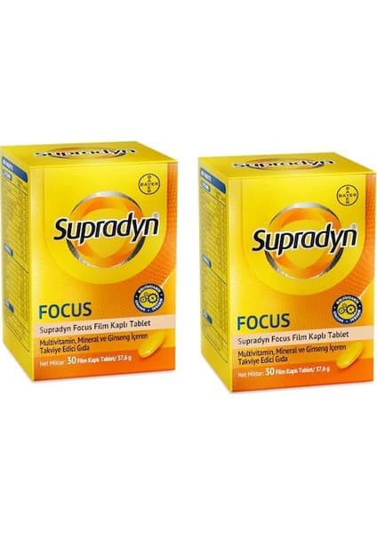 Supradyn Focus Film Kaplı Tablet 30'lu Kutu - Multivitamin, Mineral ve Ginseng İçeren Takviye Edici Gıda (Almanya Menşeli)